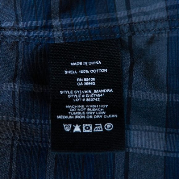 Theory Navy and Gray Check Sylvain Imandra Shirt - Picture 5 of 5